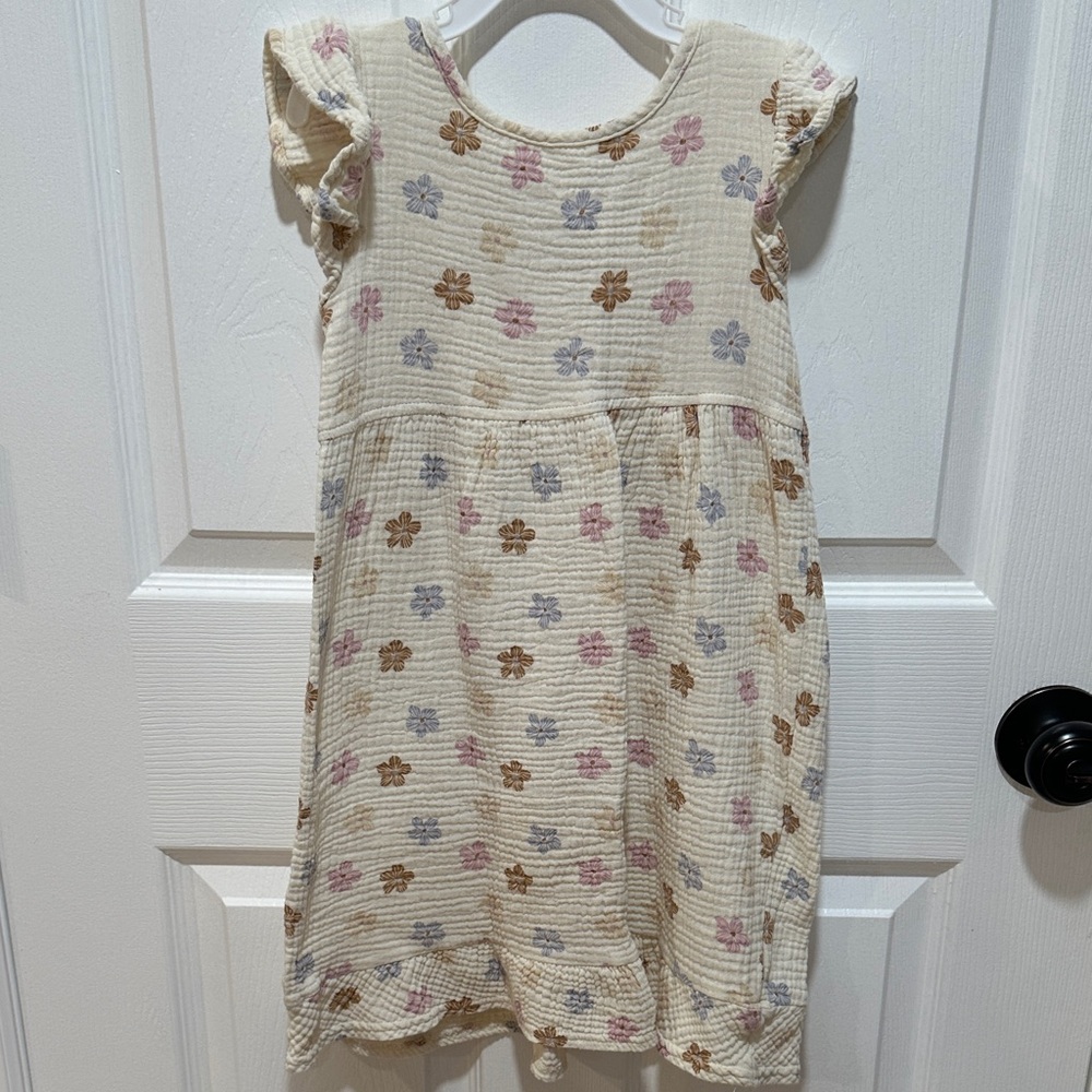Adorable Cream Floral Kids Dress